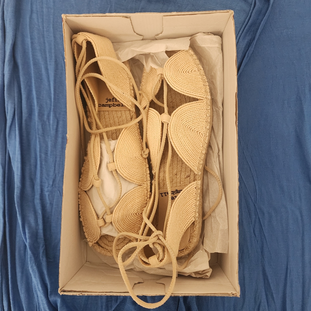 Jeffrey Campbell Women’s Tan Espadrille Lace-Up Sandals